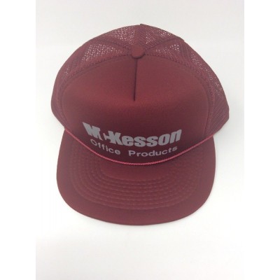 Vintage McKesson Office Product Printed Snapback Mesh Trucker Hat Red   eb-32799781